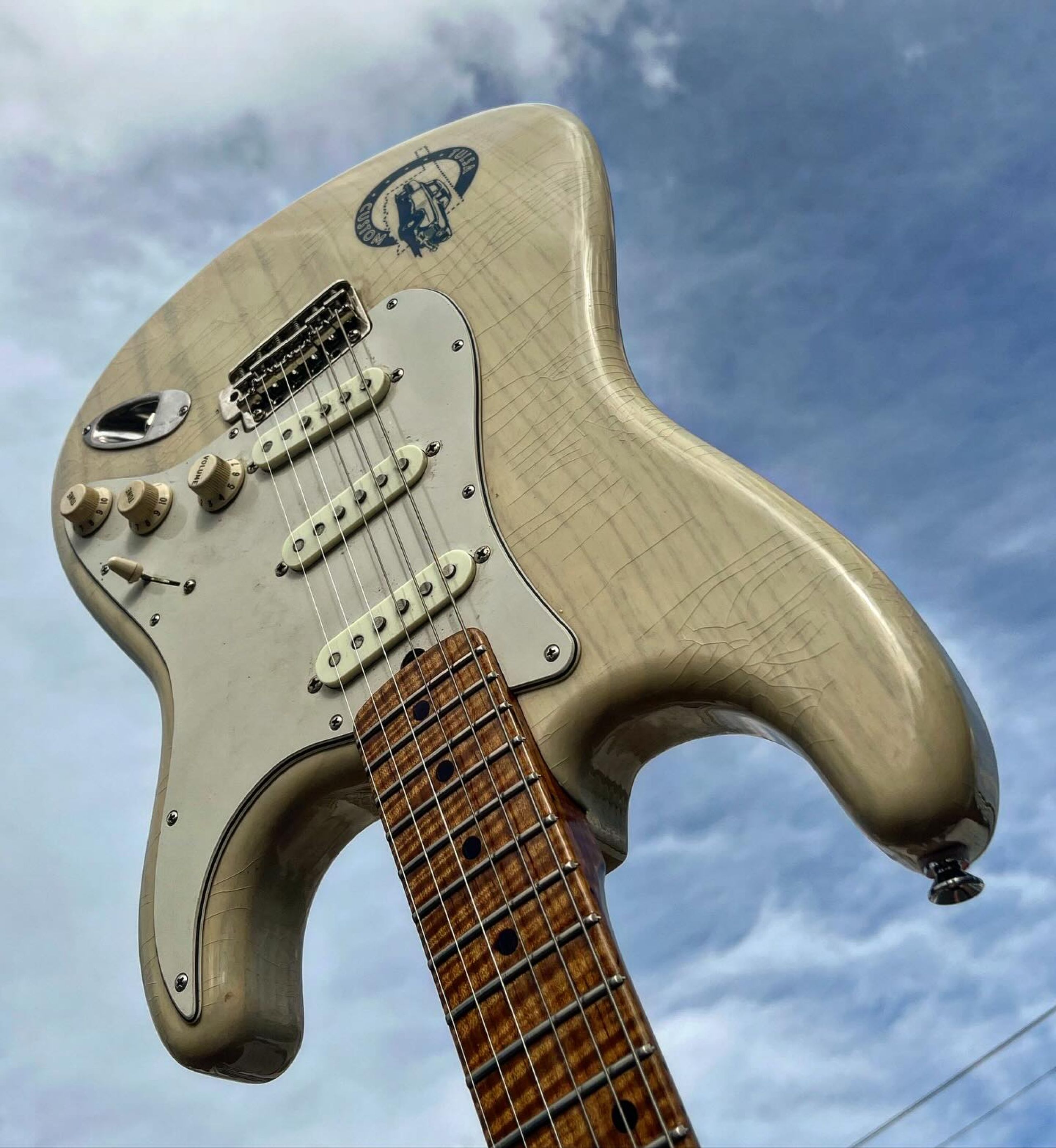 Seth Lee Jones Guitars - custom natural distressed finish electric guitar.